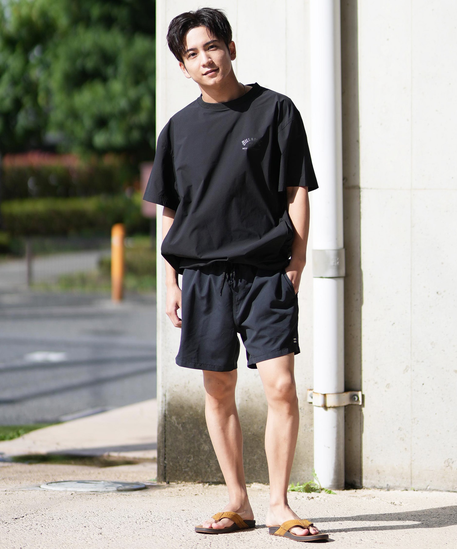 BILLABONG ビラボン ラッシュガード 半袖 メンズ Tシャツ バックプリント 水陸両用 UVカット UTILITY TEE BF011-866(BLK-M)