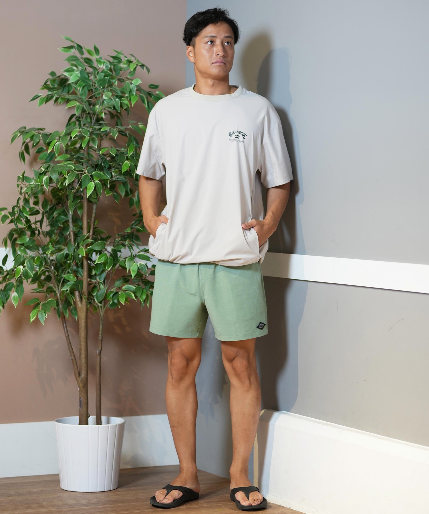 BILLABONG ビラボン ラッシュガード 半袖 メンズ Tシャツ バックプリント 水陸両用 UVカット UTILITY TEE BF011-866(BLK-M)