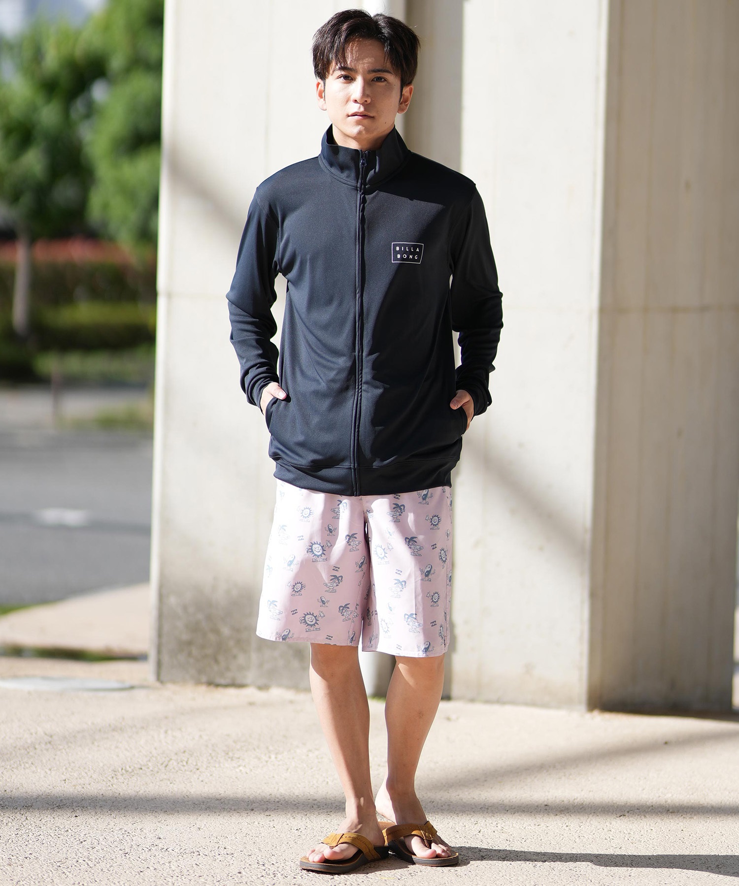 BILLABONG - ビラボン RASH ジップ フード ラッシュガード SML 青 水着 海 上着 BILLABONG ビラボン 水着 ラッシュガード ジップアップ メンズ