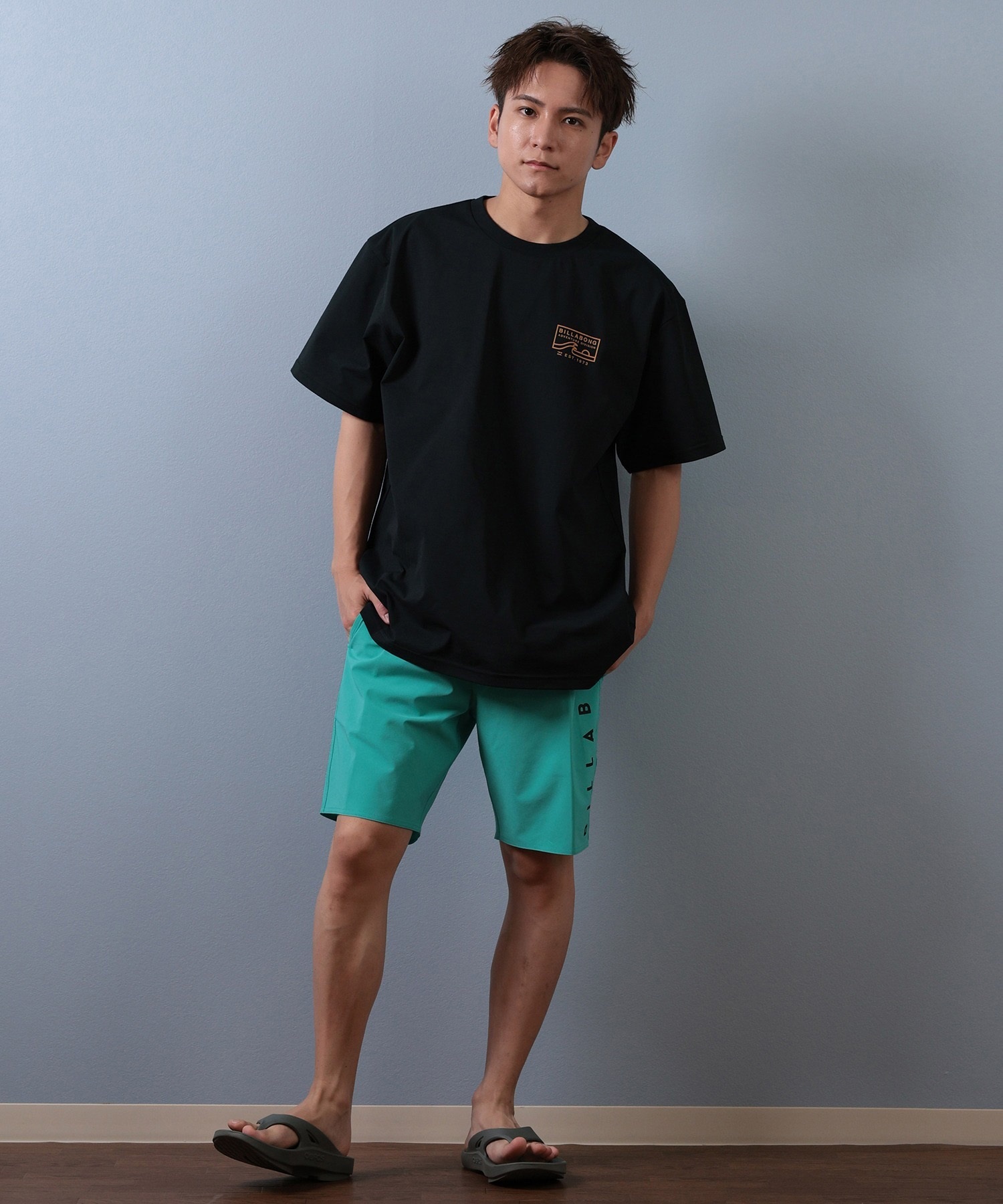 BILLABONG ビラボン 水着 ラッシュガード 半袖 Tシャツ メンズ 水陸両用 吸水速乾 UVカット BF01A-857(BLK-M)