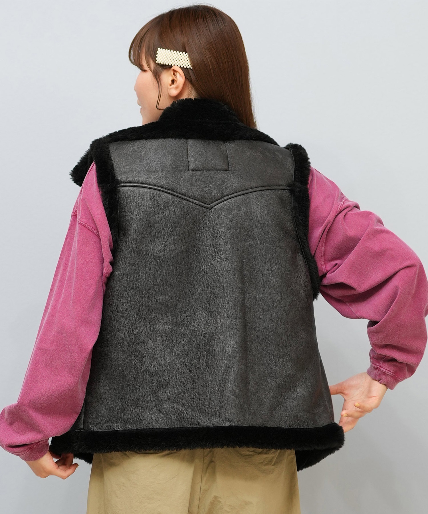 BILLABONG ビラボン ベスト レディース ワンポイント FAUX LEATHER