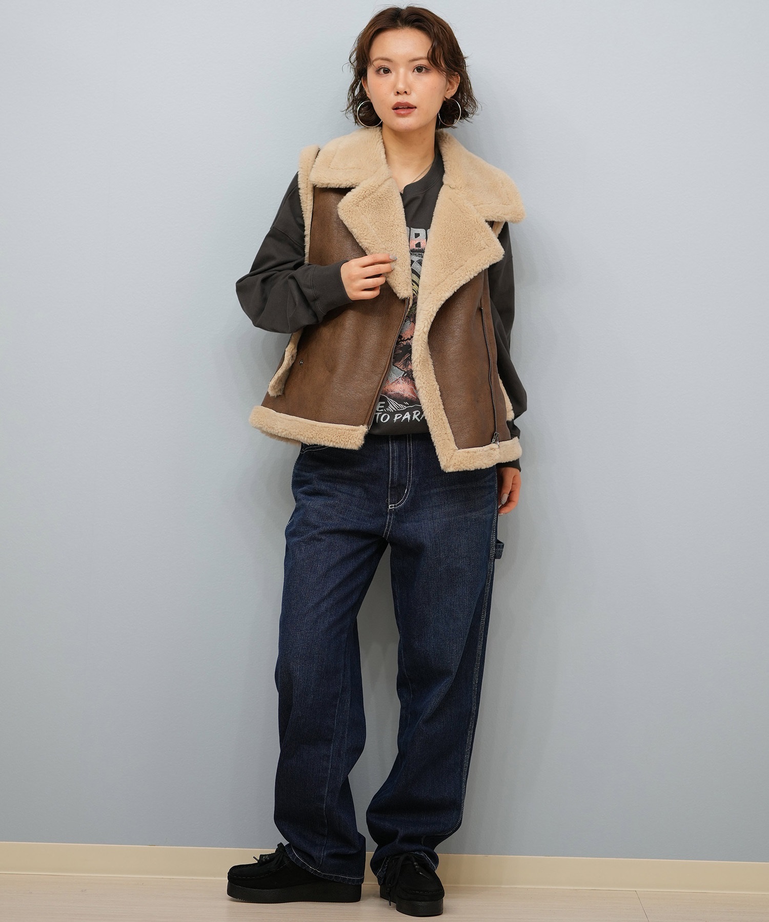 BILLABONG ビラボン ベスト レディース ワンポイント FAUX LEATHER