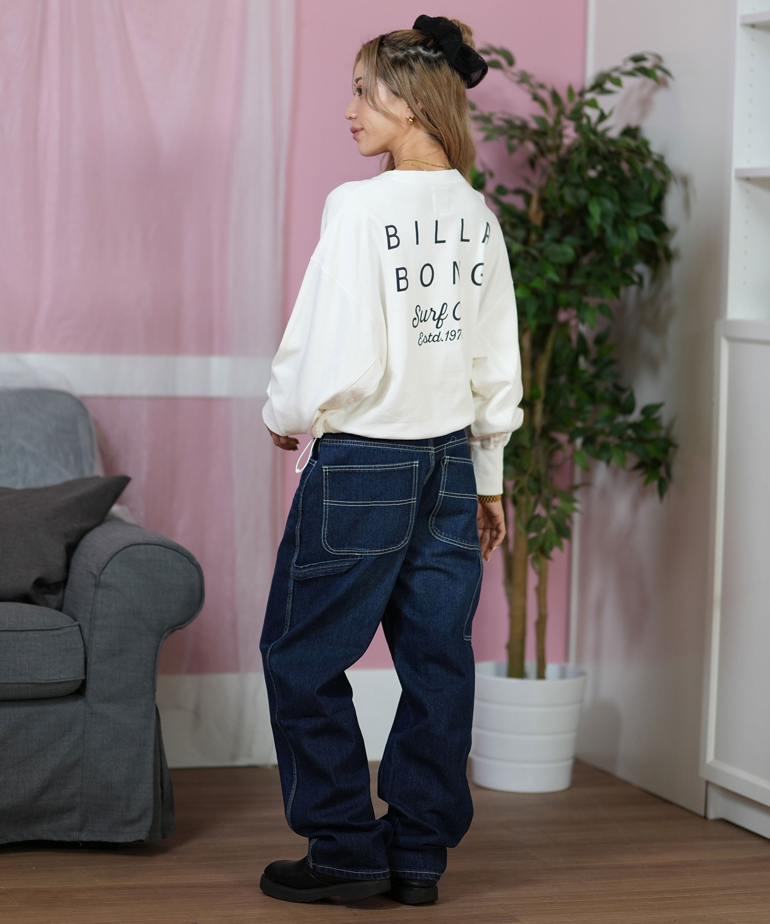 BILLABONG ビラボン トレーナー レディース クルーネック スウェット バックプリント 裏毛 CLEAN LOGO SWEAT CREW BF013-002(SCS-M)