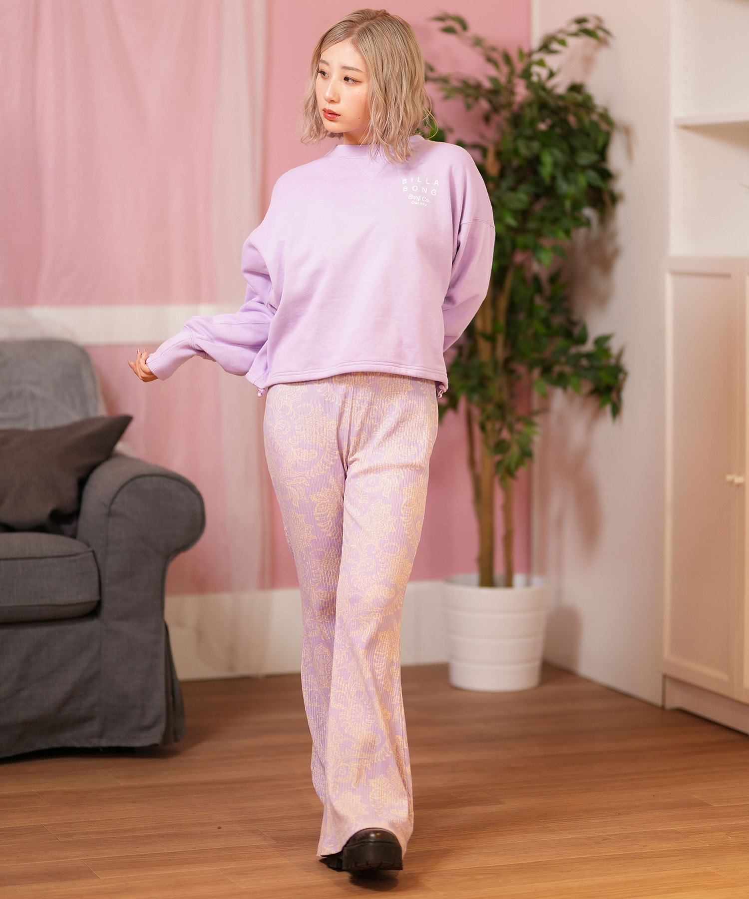 BILLABONG ビラボン トレーナー レディース クルーネック スウェット バックプリント 裏毛 CLEAN LOGO SWEAT CREW BF013-002(SCS-M)