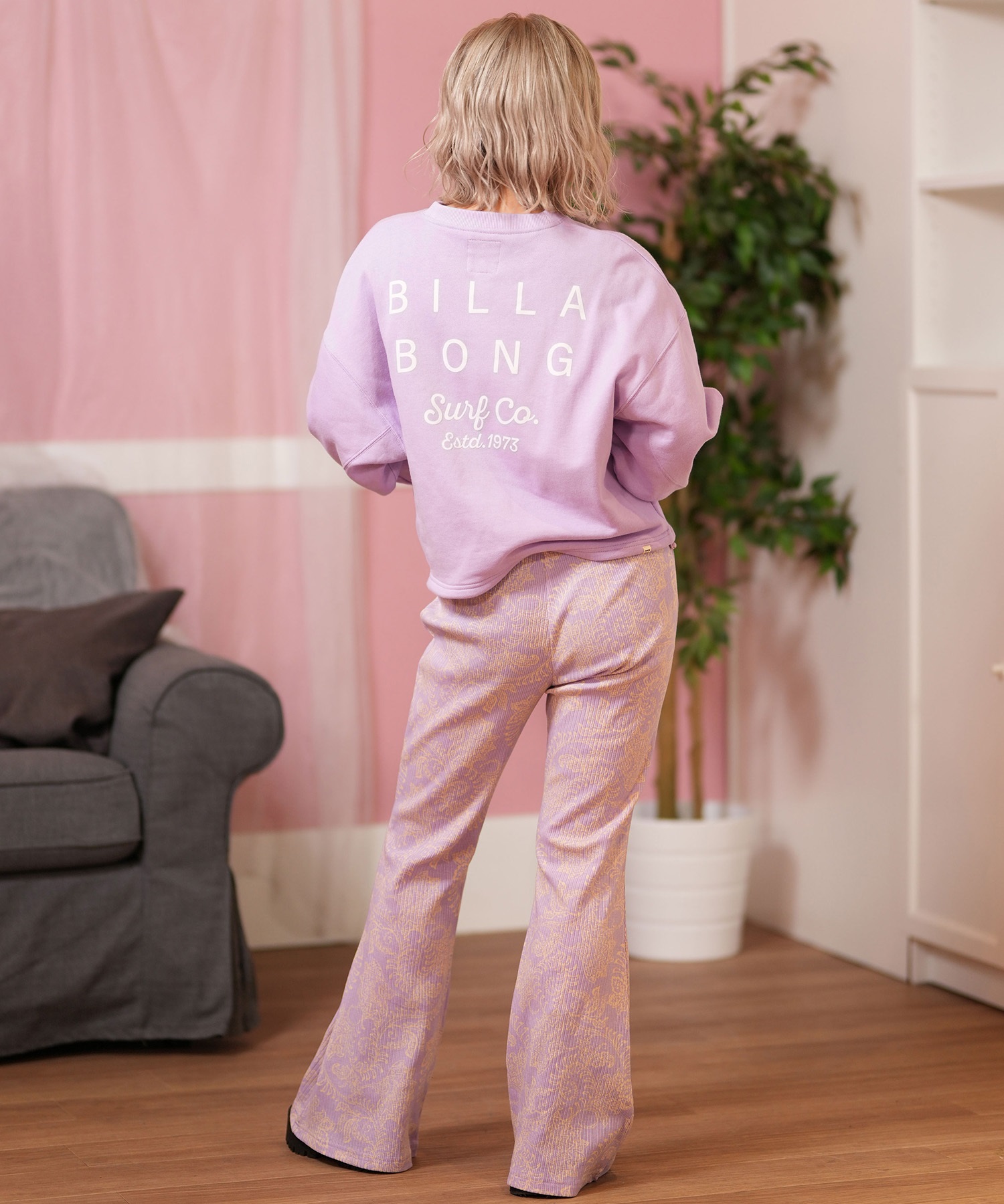 BILLABONG ビラボン トレーナー レディース クルーネック スウェット バックプリント 裏毛 CLEAN LOGO SWEAT CREW BF013-002(SCS-M)