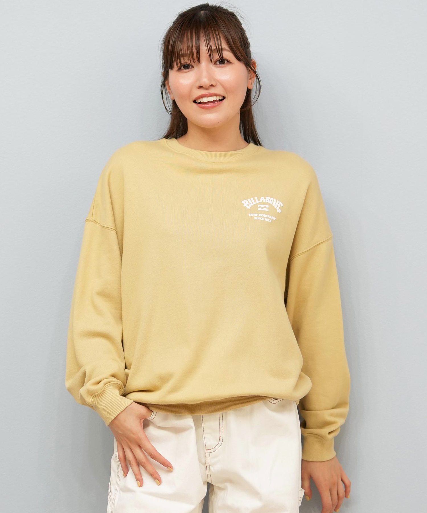 BILLABONG ビラボン トレーナー スウェット レディース クルーネック バックプリント 裏毛 SQUARE LOGO BOY FIT BF014-004(SC2-M)