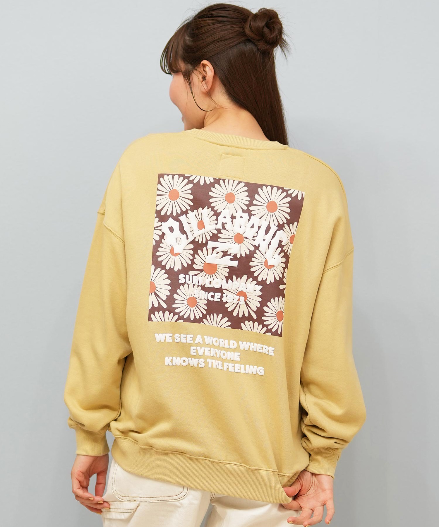 BILLABONG ビラボン トレーナー スウェット レディース クルーネック バックプリント 裏毛 SQUARE LOGO BOY FIT BF014-004(SC2-M)