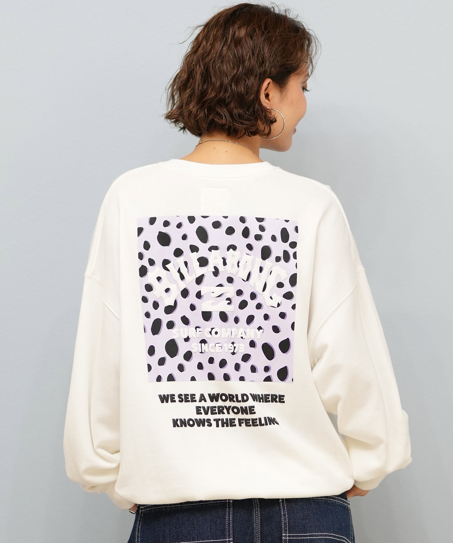 BILLABONG ビラボン トレーナー スウェット レディース クルーネック バックプリント 裏毛 SQUARE LOGO BOY FIT BF014-004(SC2-M)