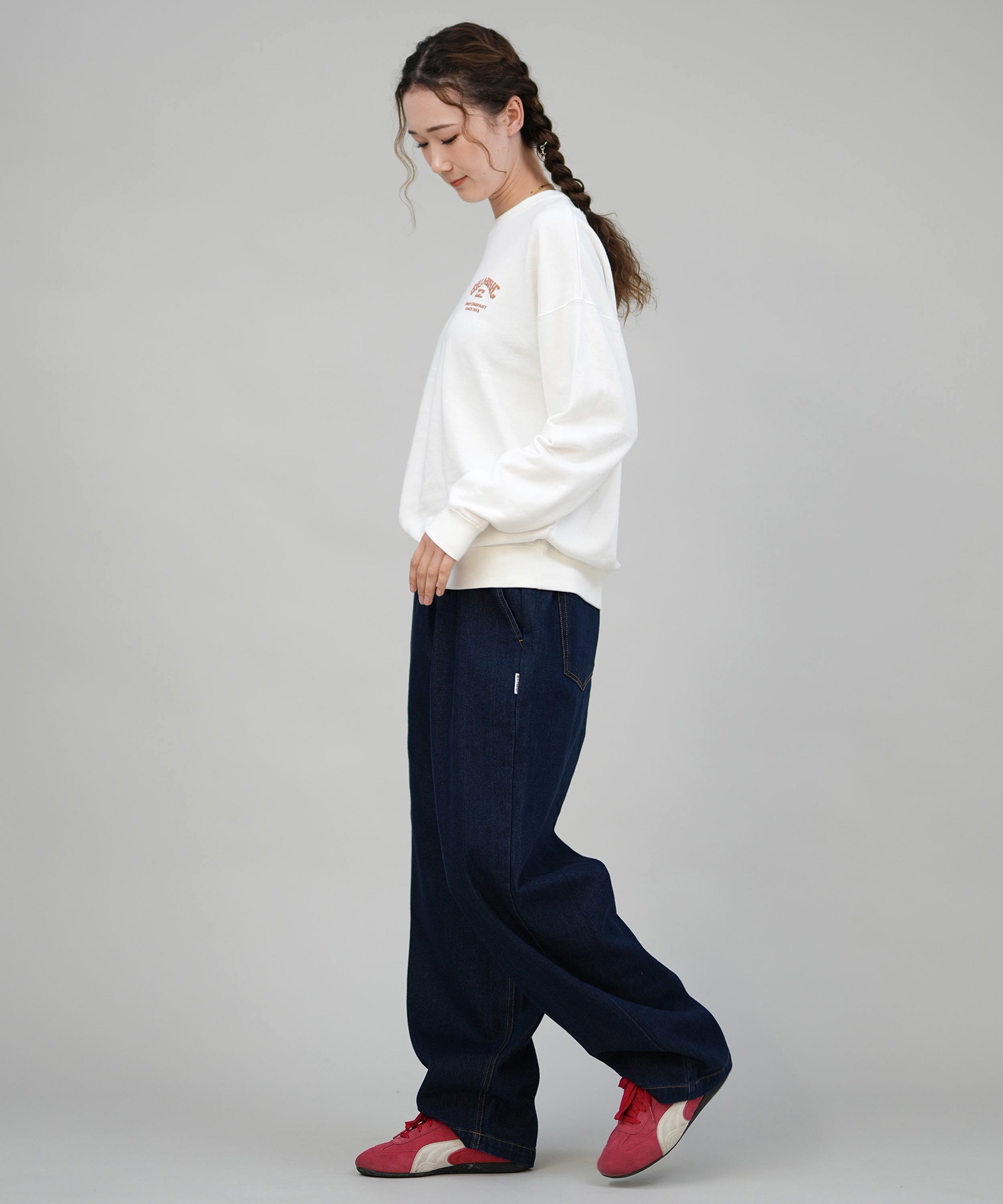 BILLABONG ビラボン トレーナー スウェット レディース クルーネック バックプリント 裏毛 SQUARE LOGO BOY FIT BF014-004(SC2-M)