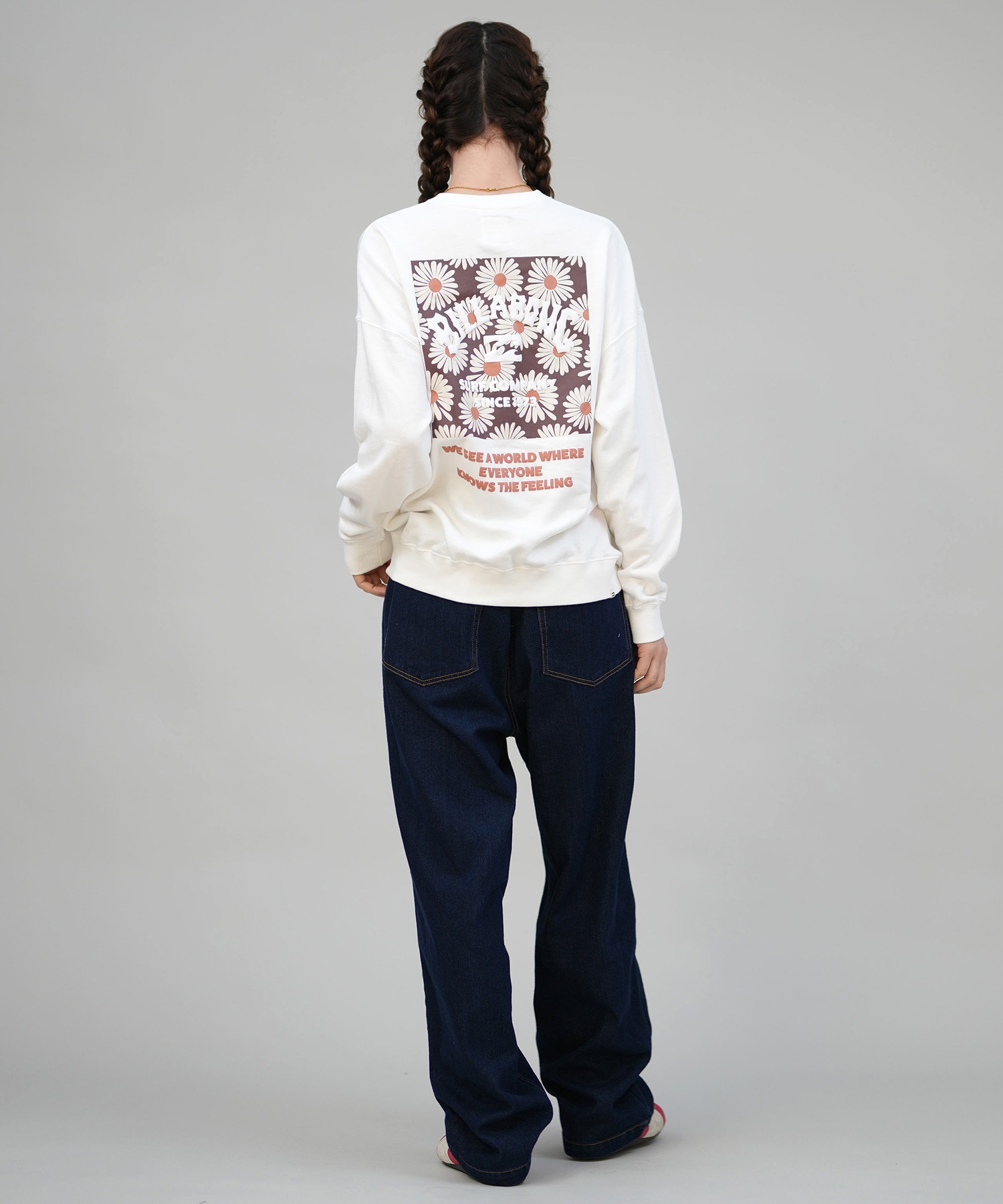 BILLABONG ビラボン トレーナー スウェット レディース クルーネック バックプリント 裏毛 SQUARE LOGO BOY FIT BF014-004(SC2-M)