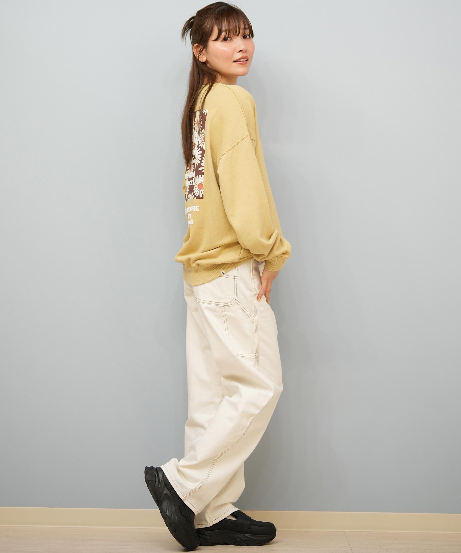 BILLABONG ビラボン トレーナー スウェット レディース クルーネック バックプリント 裏毛 SQUARE LOGO BOY FIT BF014-004(SC2-M)