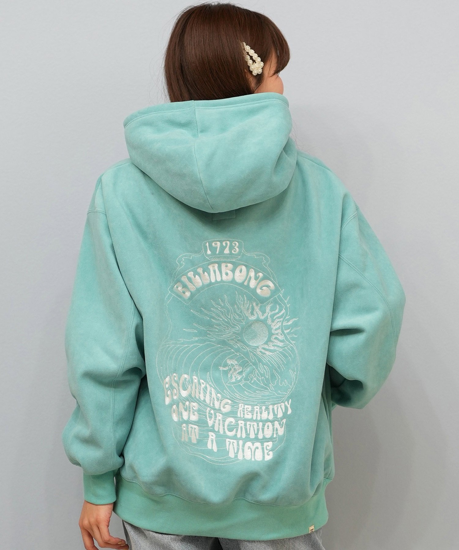 BILLABONG ビラボン プルオーバー パーカー レディース オーバーサイズ バックプリント BF014-015(BLK-M)