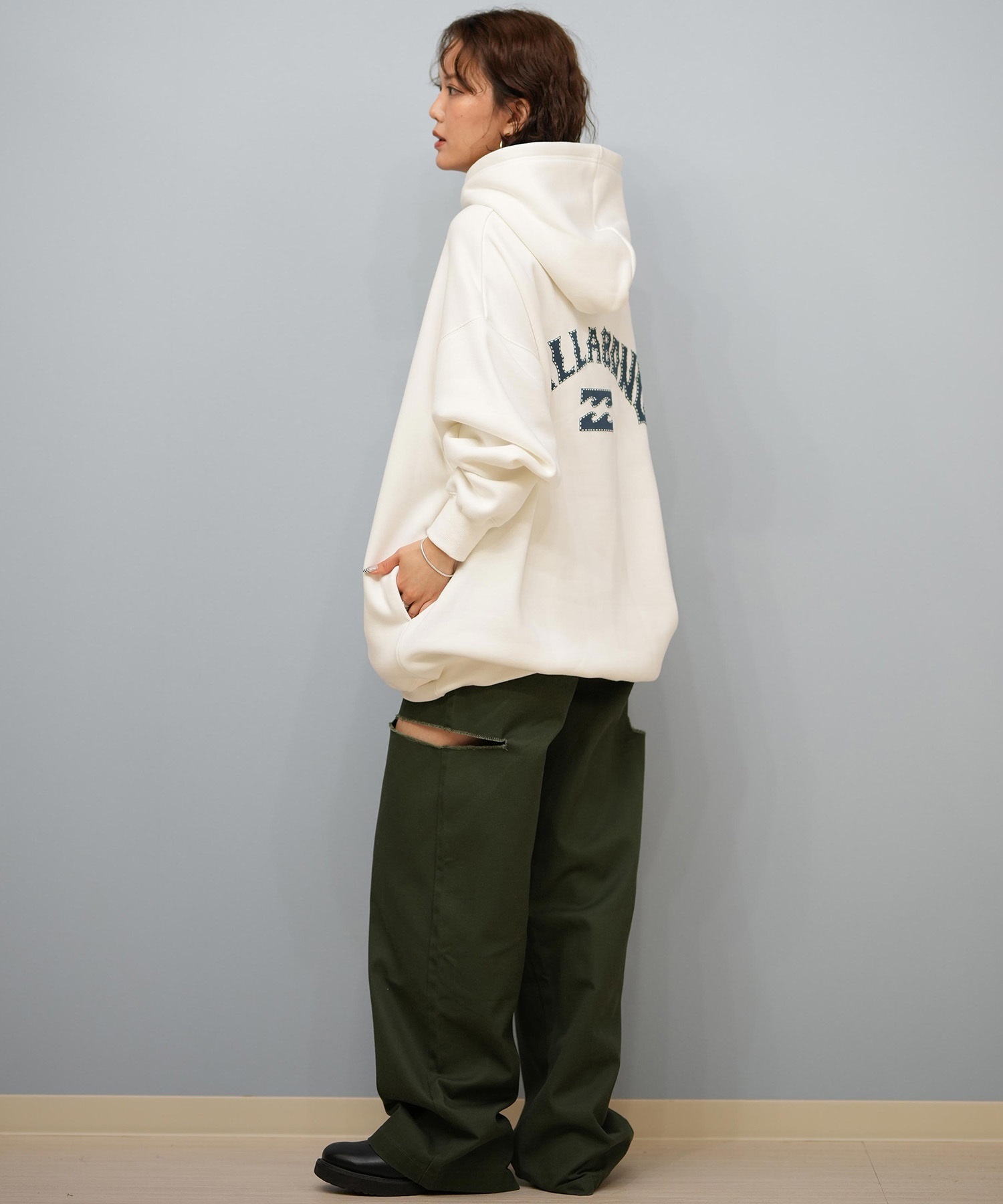 BILLABONG ビラボン プルオーバー パーカー レディース オーバーサイズ バックプリント 裏起毛 BF014-016(OFB-M)