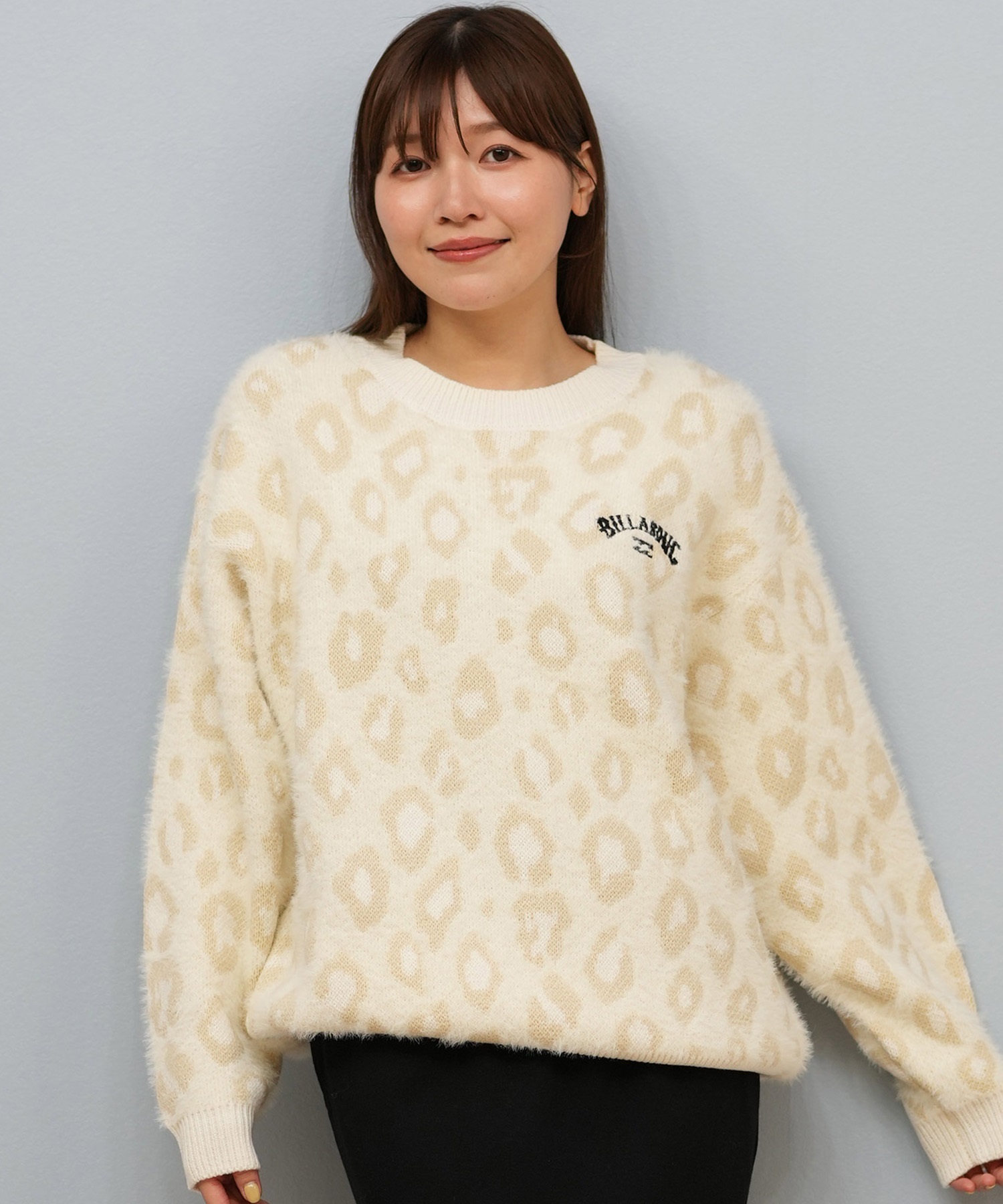 レオパード柄クリーム色セーター BILLABONG ビラボン ニット セーター レディース ヒョウ柄 レオパード