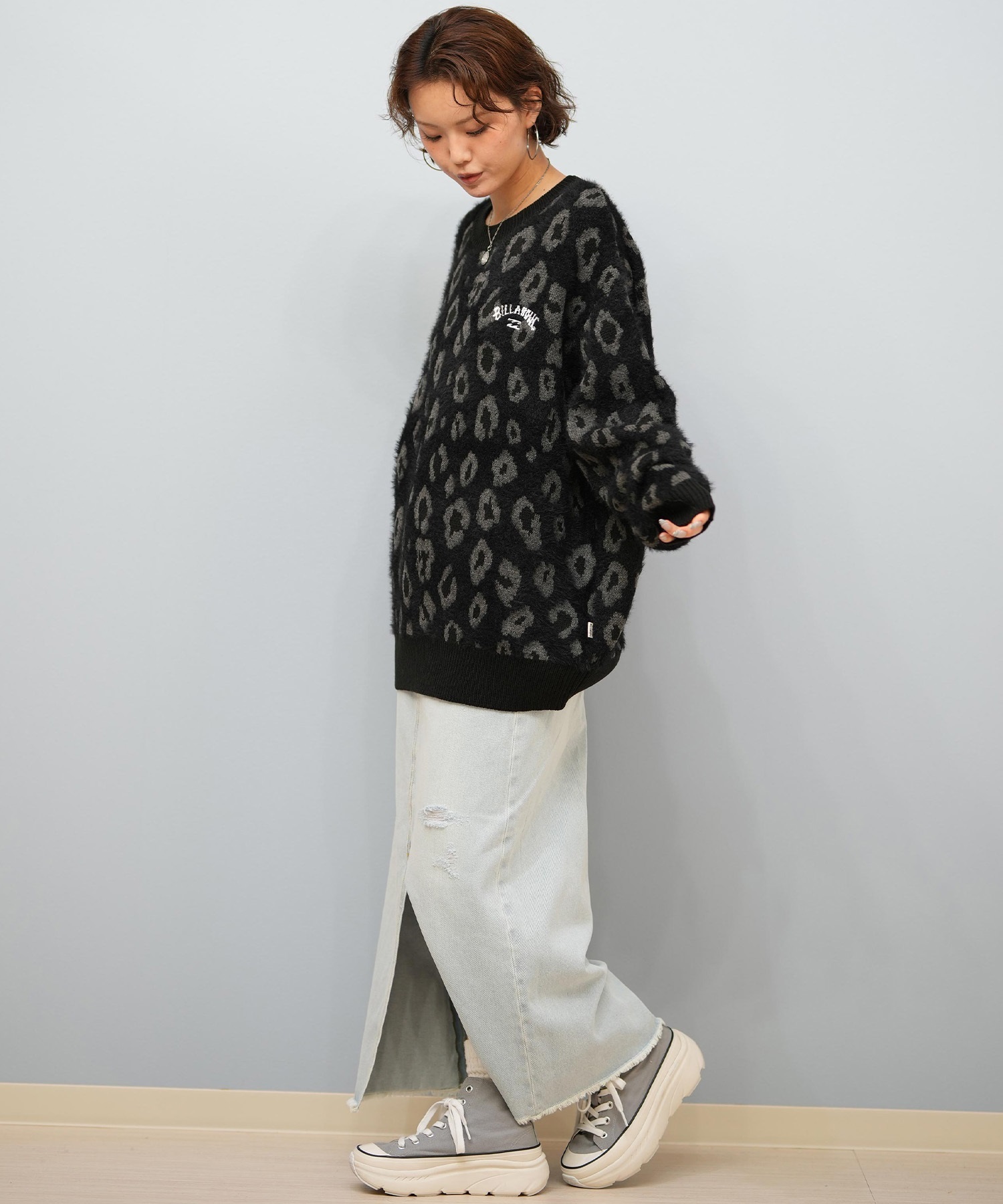 ビラボン　ヒョウ柄　ロンスプ BILLABONG ビラボン ニット セーター レディース ヒョウ柄 レオパード