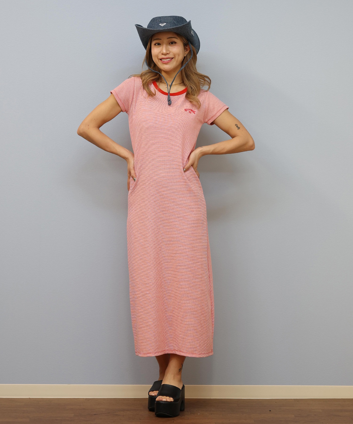 BILLABONG ビラボン ワンピース レディース ロング丈 リブ素材 Tシャツ
