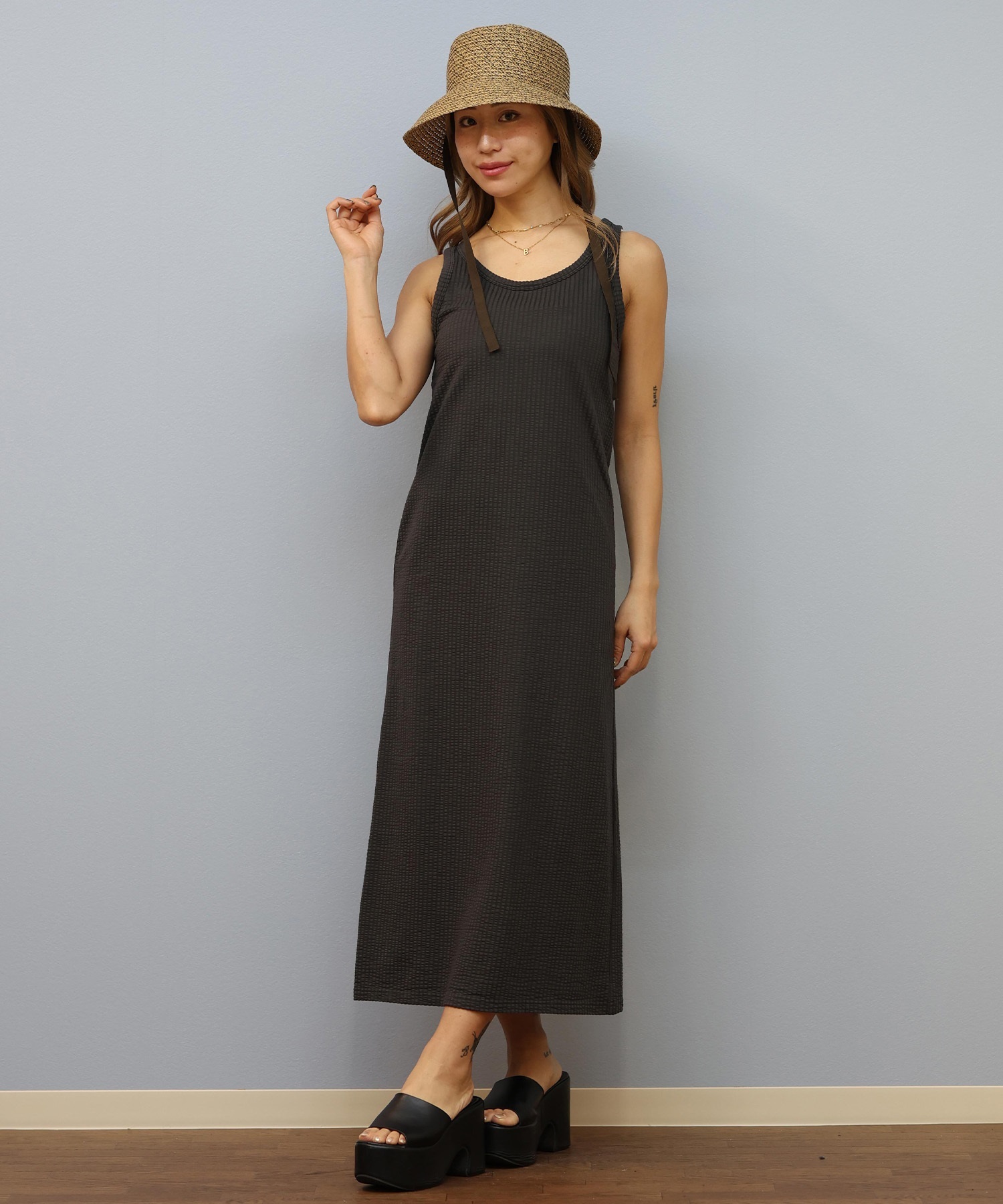 BILLABONG ビラボン ワンピース レディース サッカー生地 タンクトップ ロング丈 LIGHT SUCKER ONEPIECE DRE BF01C-354(OFB-M)