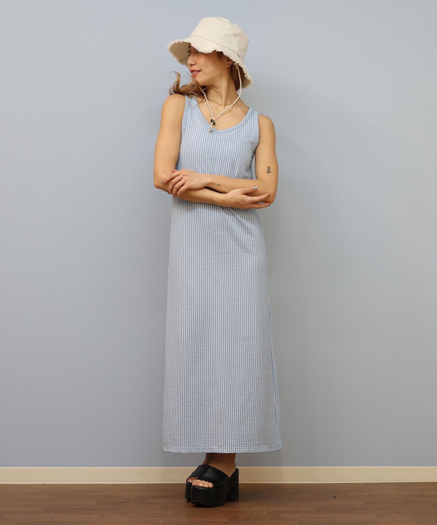 BILLABONG ビラボン ワンピース レディース サッカー生地 タンクトップ ロング丈 LIGHT SUCKER ONEPIECE DRE BF01C-354(OFB-M)