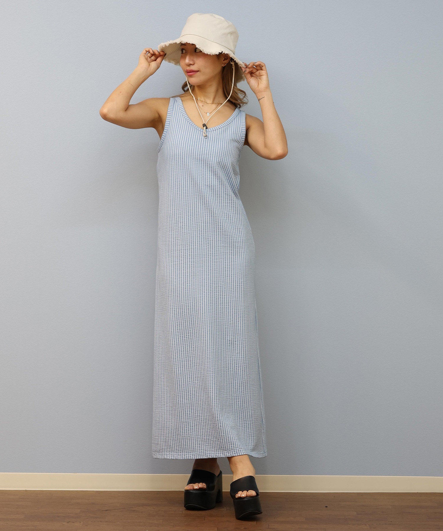 BILLABONG ビラボン ワンピース レディース サッカー生地 タンクトップ ロング丈 LIGHT SUCKER ONEPIECE DRE BF01C-354(OFB-M)