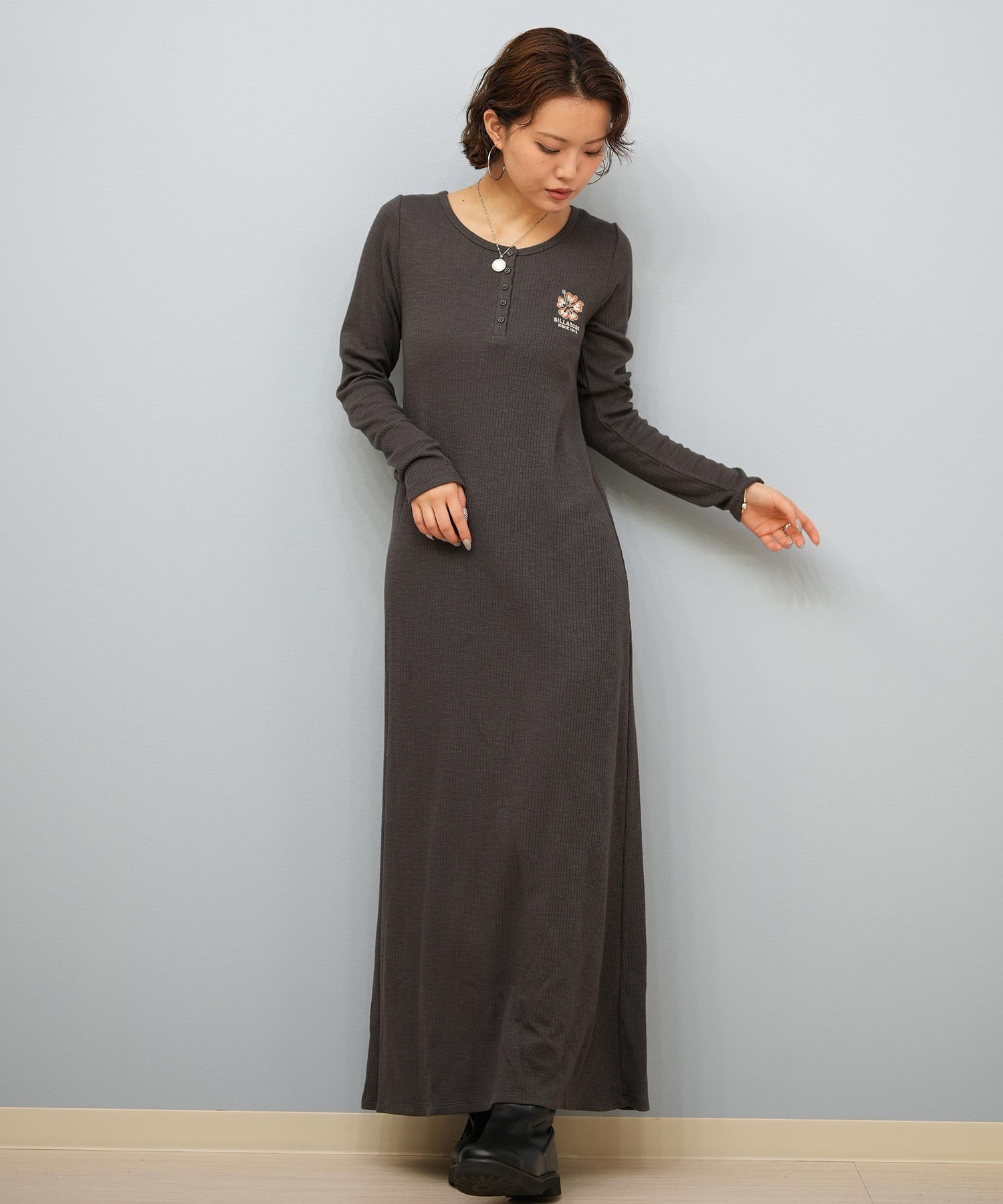 BILLABONG ビラボン ワンピース レディース 長袖 ロング丈 刺繍 BABY