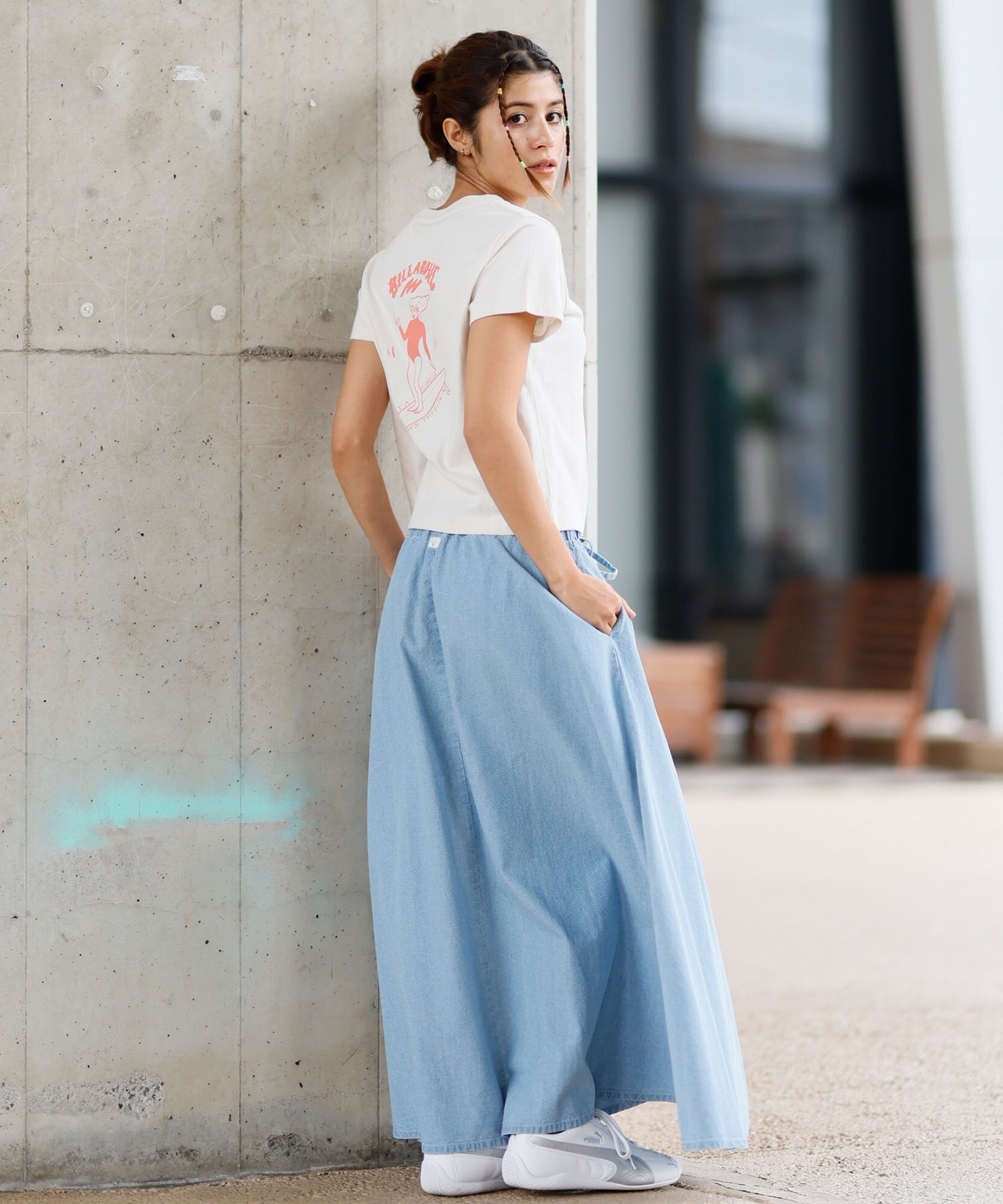 BILLABONG ビラボン 半袖 Tシャツ レディース クロップド丈 バック