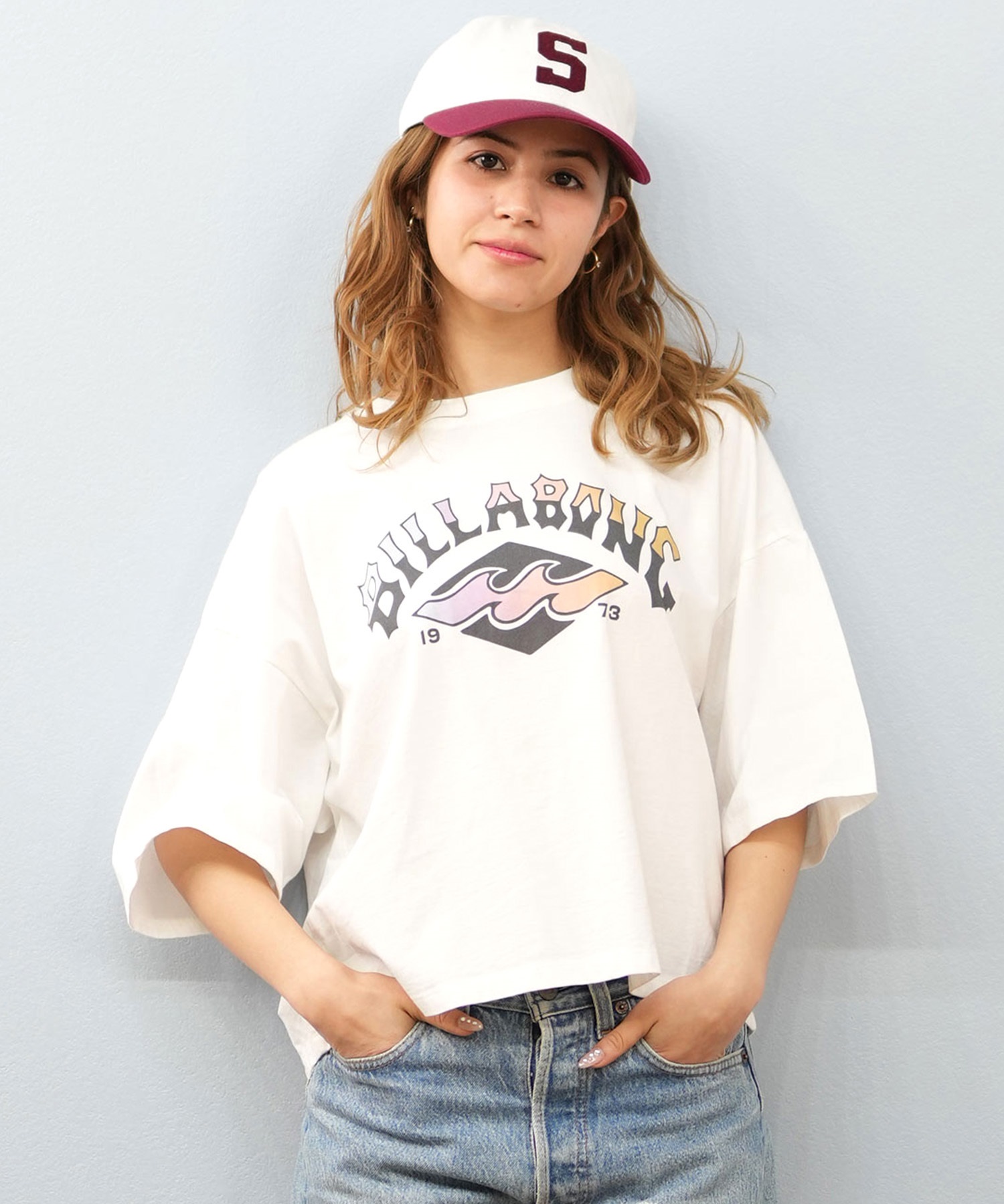 BILLABONG ビラボン 半袖 Tシャツ レディース フロントプリント クロップド丈 SUNSET ARCH LOOSE CROPPED TEE BF013-208(SCS-M)