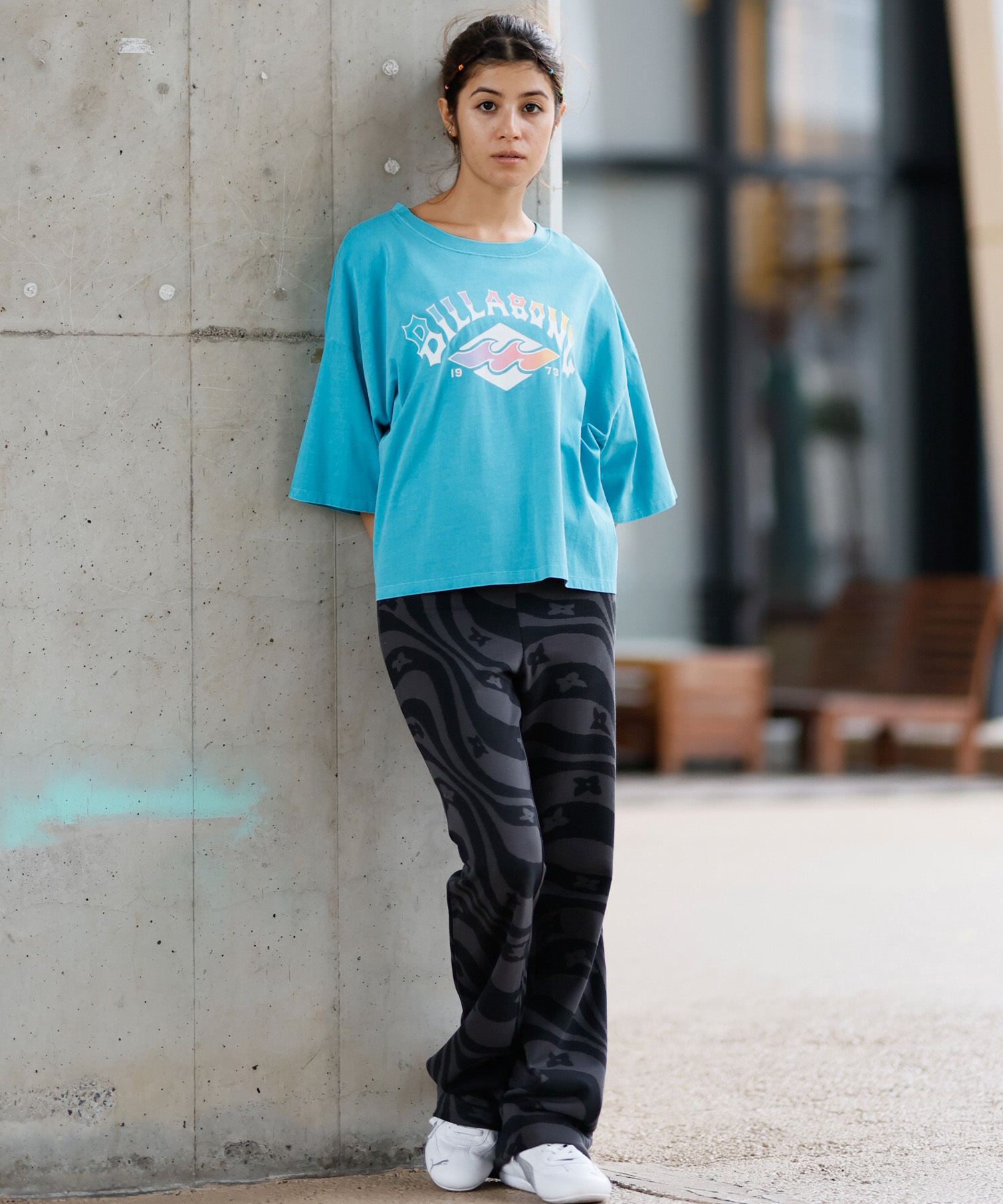 BILLABONG ビラボン 半袖 Tシャツ レディース フロントプリント クロップド丈 SUNSET ARCH LOOSE CROPPED TEE BF013-208(SCS-M)