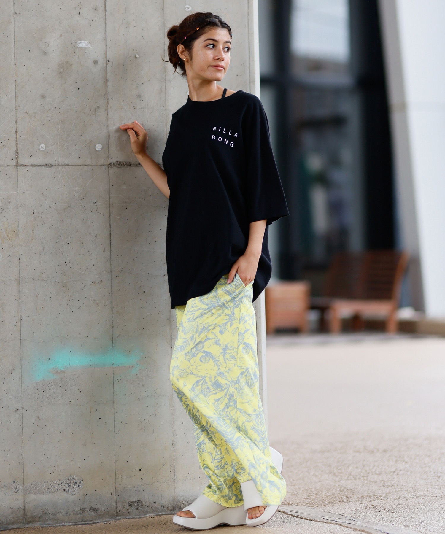 BILLABONG ビラボン 半袖 Tシャツ レディース バックプリント オーバー