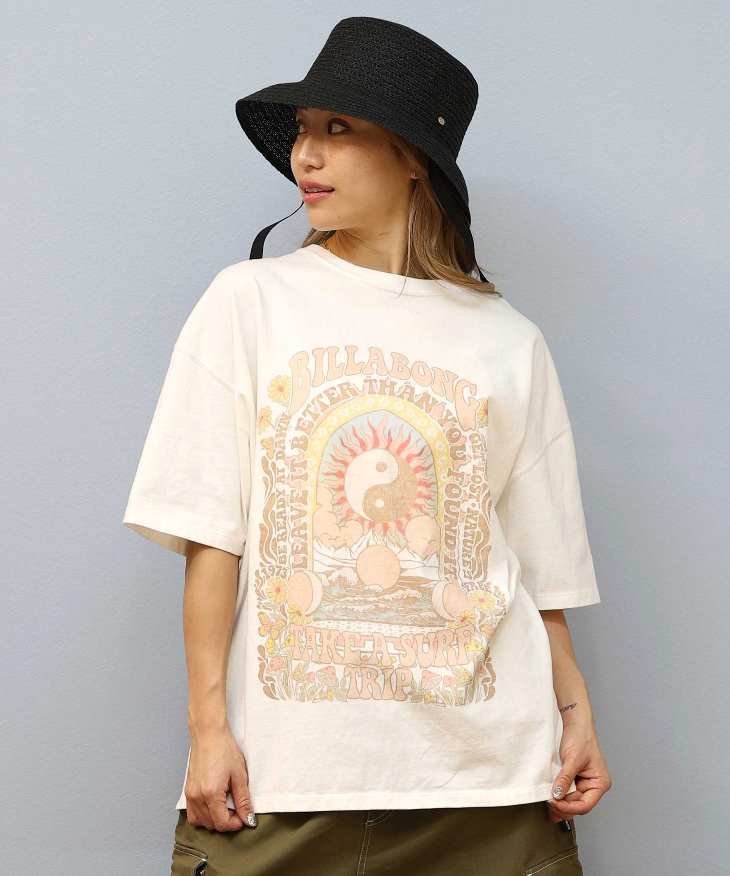 BILLABONG ビラボン 半袖 Tシャツ レディース フロントプリント オーバーサイズ GRAPHIC PRINT LOOSE TEE BF013-211(SCS-M)