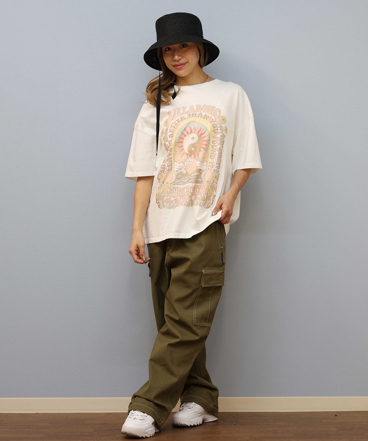 BILLABONG ビラボン 半袖 Tシャツ レディース フロントプリント オーバーサイズ GRAPHIC PRINT LOOSE TEE BF013-211(SCS-M)