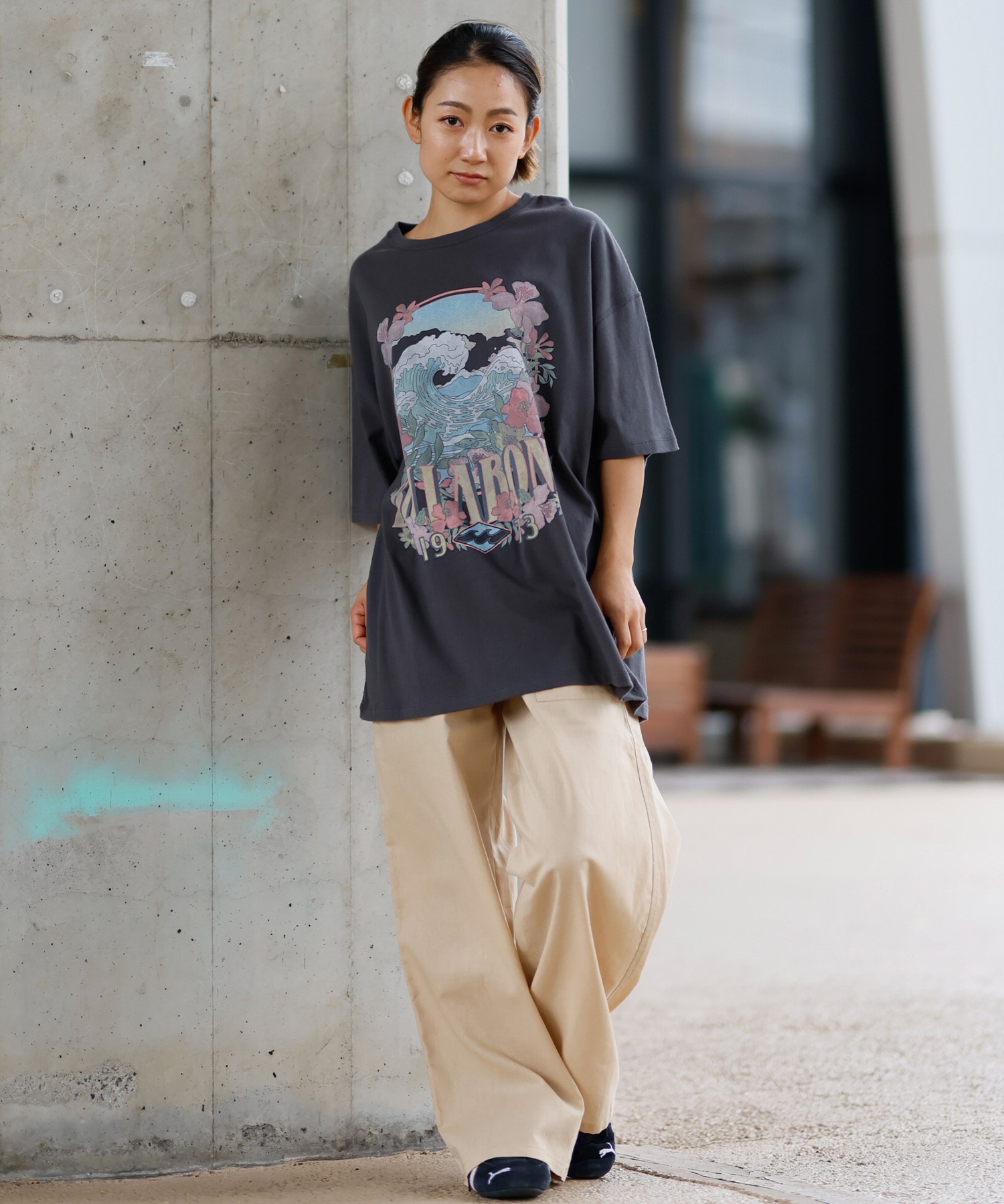 BILLABONG ビラボン 半袖 Tシャツ レディース フロントプリント オーバーサイズ GRAPHIC PRINT LOOSE TEE BF013-211(SCS-M)
