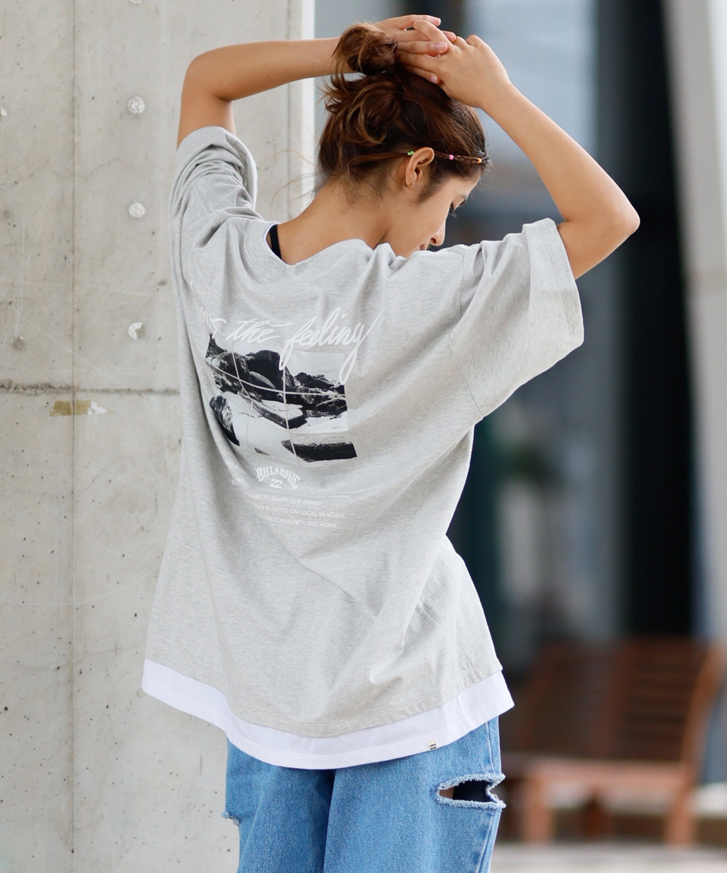 BILLABONG ビラボン 半袖 Tシャツ レディース バックプリント フェイク