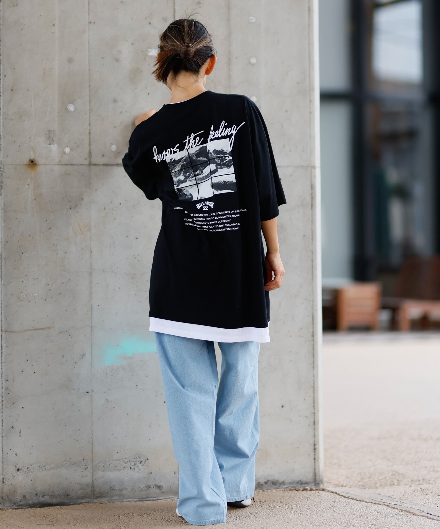 BILLABONG ビラボン 半袖 Tシャツ レディース バックプリント フェイク