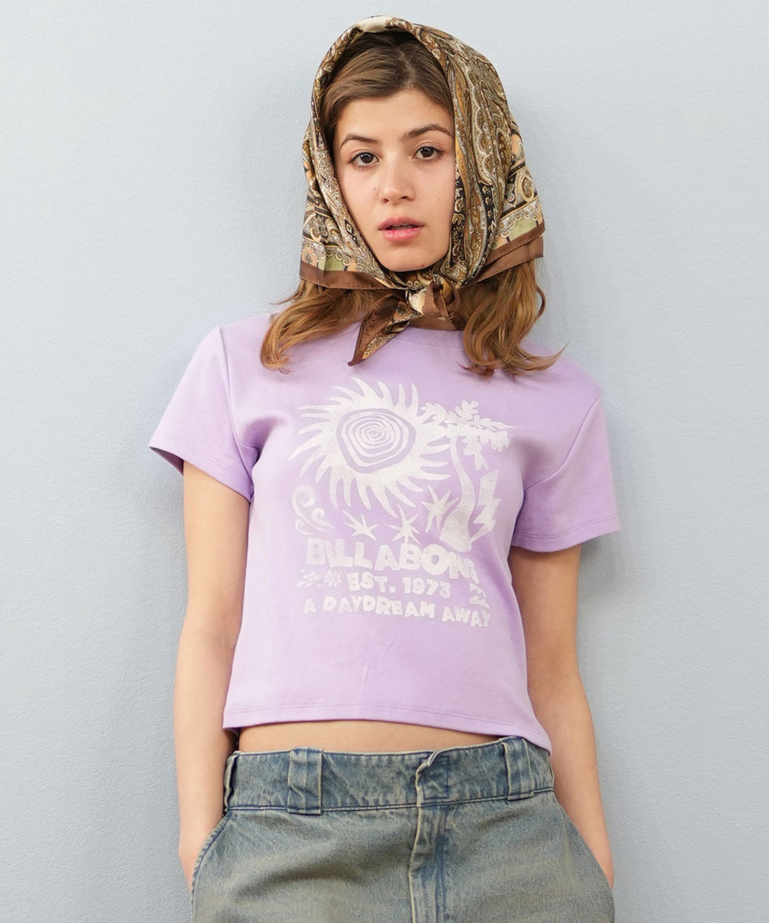 BILLABONG ビラボン 半袖 Tシャツ レディース ミニT フロントプリント クロップド丈 GRAPHIC BABY FIT TEE BF013-215(SCS-M)