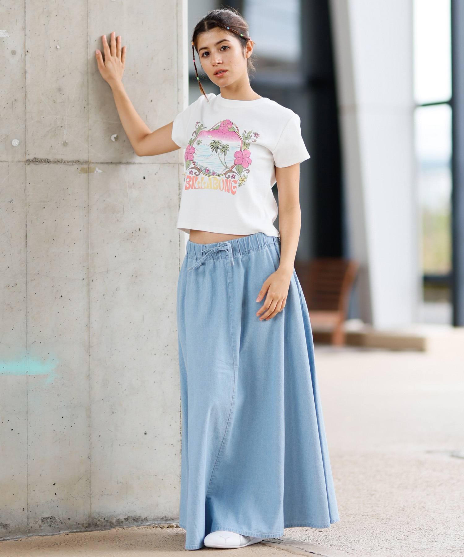 BILLABONG ビラボン 半袖 Tシャツ レディース ミニT フロントプリント クロップド丈 GRAPHIC BABY FIT TEE BF013-215(SCS-M)