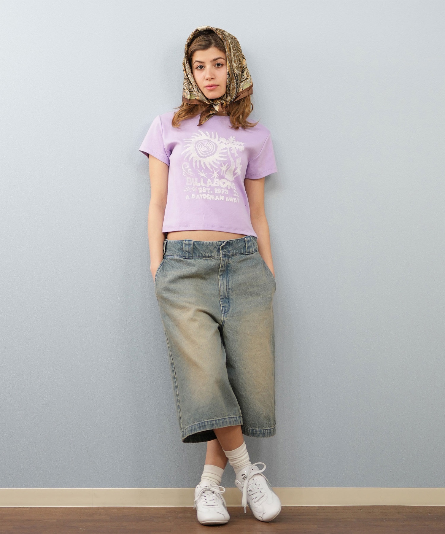 BILLABONG ビラボン 半袖 Tシャツ レディース ミニT フロントプリント クロップド丈 GRAPHIC BABY FIT TEE BF013-215(SCS-M)