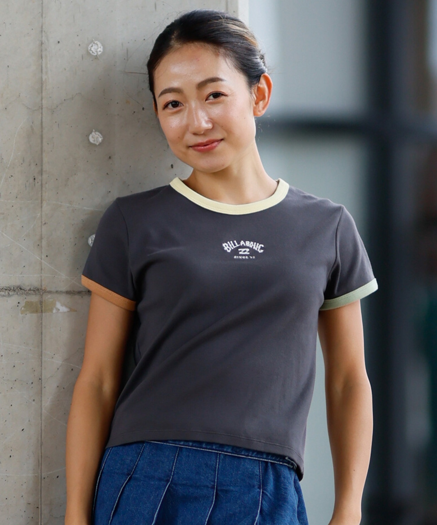 BILLABONG ビラボン 半袖 Tシャツ レディース ミニT クロップド丈 リンガーシャツ BF013-216(SCS-M)