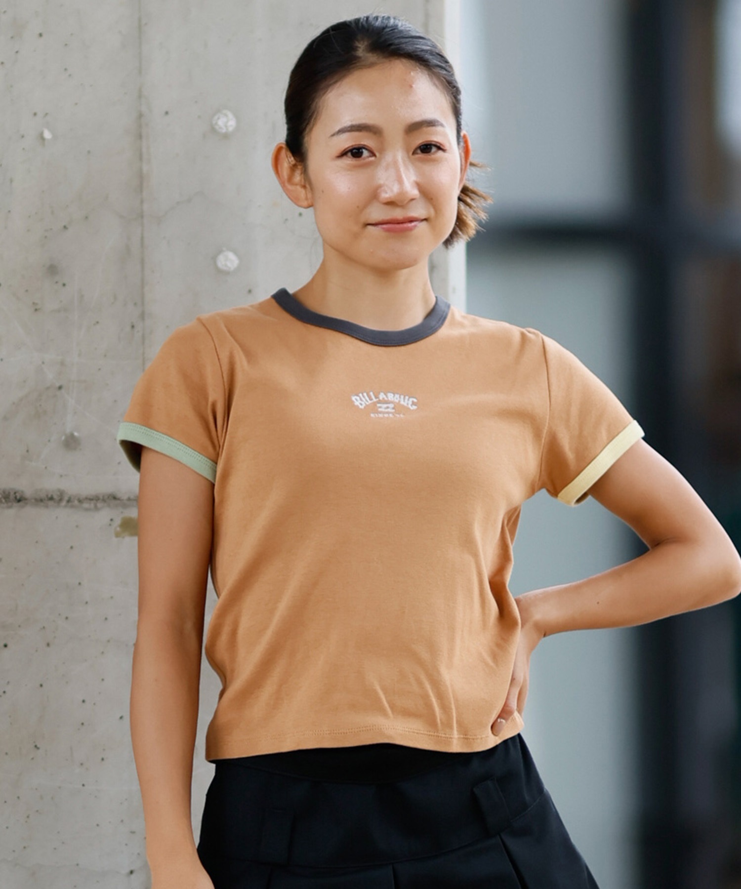BILLABONG ビラボン 半袖 Tシャツ レディース ミニT クロップド丈 リンガーシャツ BF013-216(SCS-M)