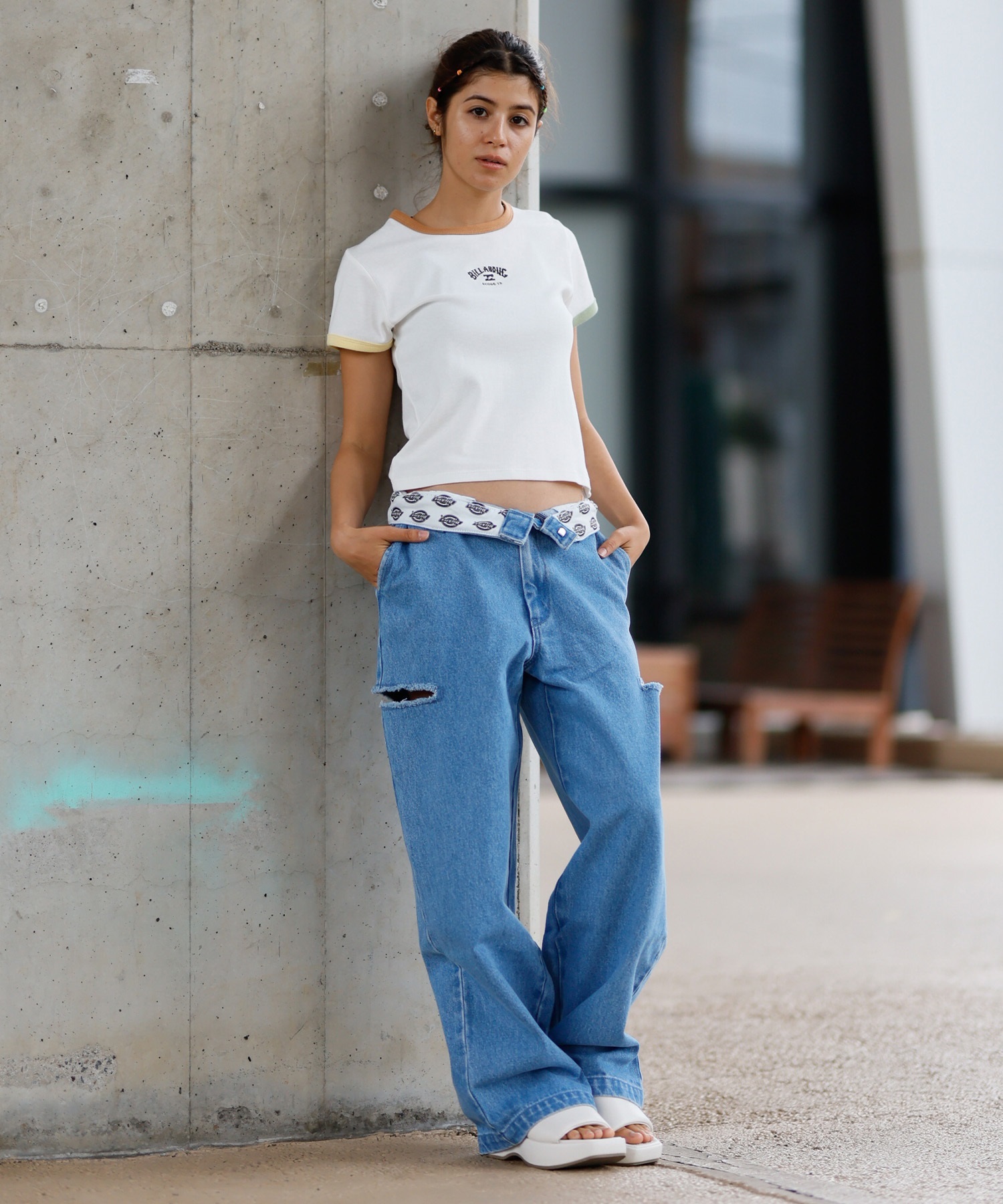 BILLABONG ビラボン 半袖 Tシャツ レディース ミニT クロップド丈 リンガーシャツ BF013-216(SCS-M)