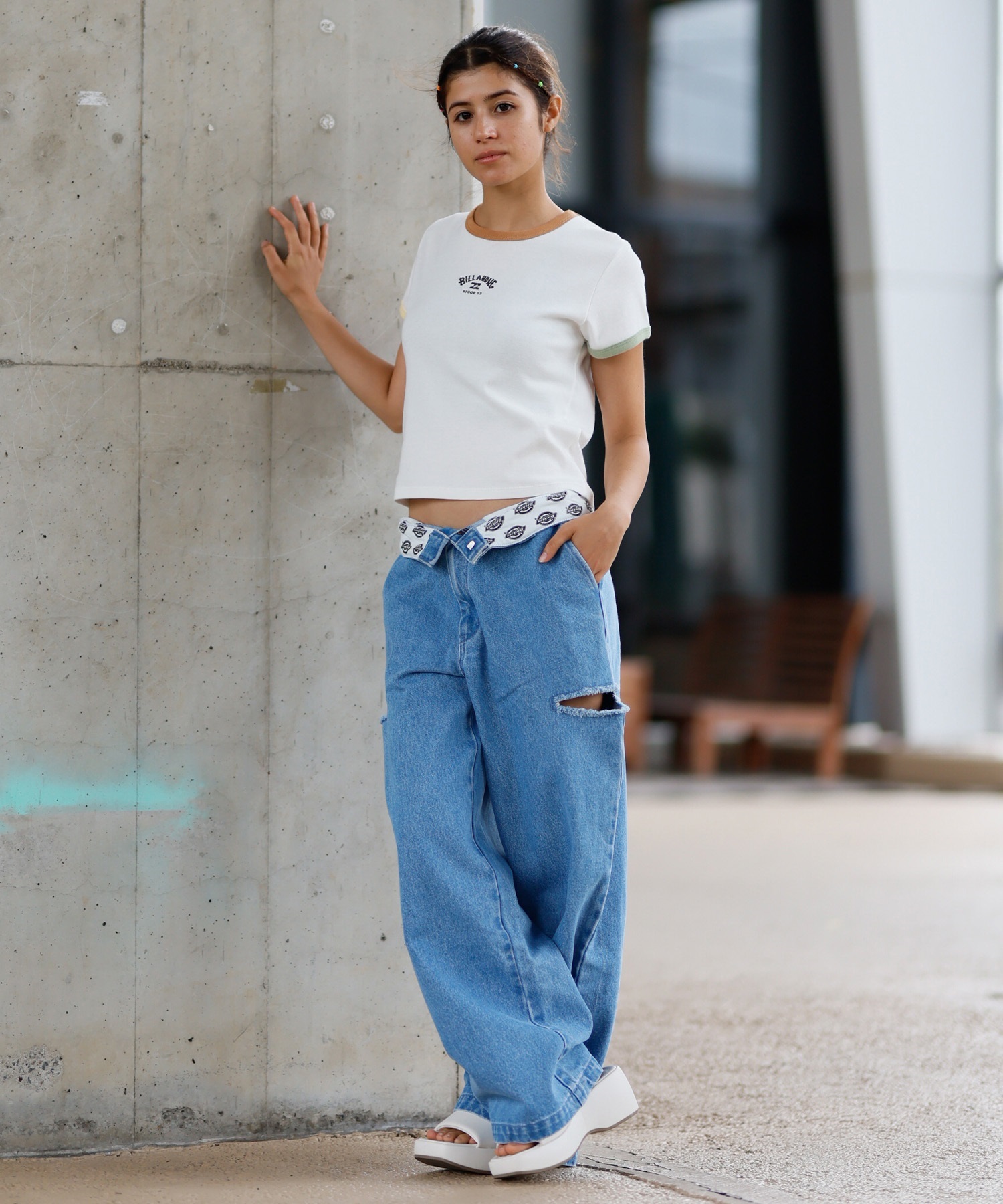 BILLABONG ビラボン 半袖 Tシャツ レディース ミニT クロップド丈 リンガーシャツ BF013-216(SCS-M)