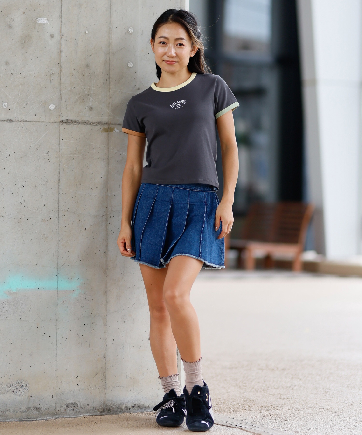 BILLABONG ビラボン 半袖 Tシャツ レディース ミニT クロップド丈 リンガーシャツ BF013-216(SCS-M)