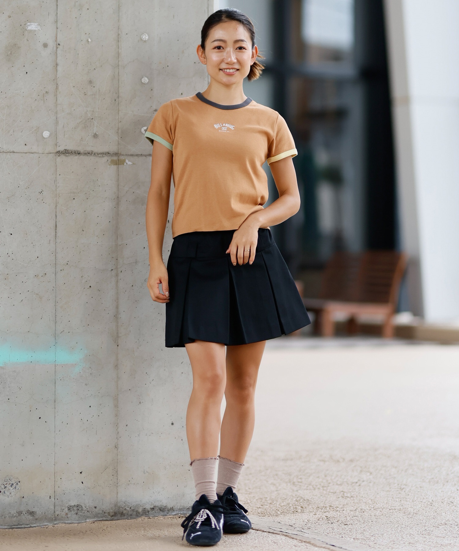 BILLABONG ビラボン 半袖 Tシャツ レディース ミニT クロップド丈 リンガーシャツ BF013-216(SCS-M)