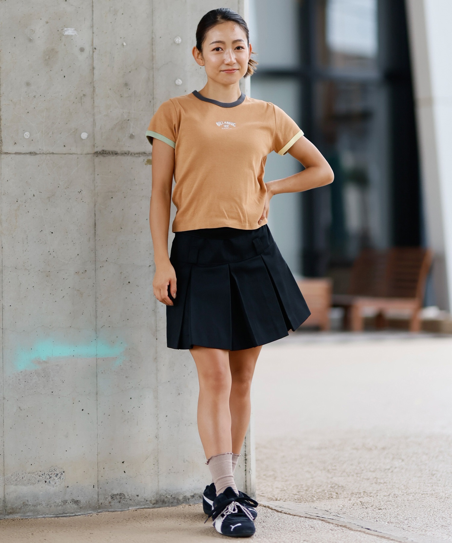 BILLABONG ビラボン 半袖 Tシャツ レディース ミニT クロップド丈 リンガーシャツ BF013-216(SCS-M)