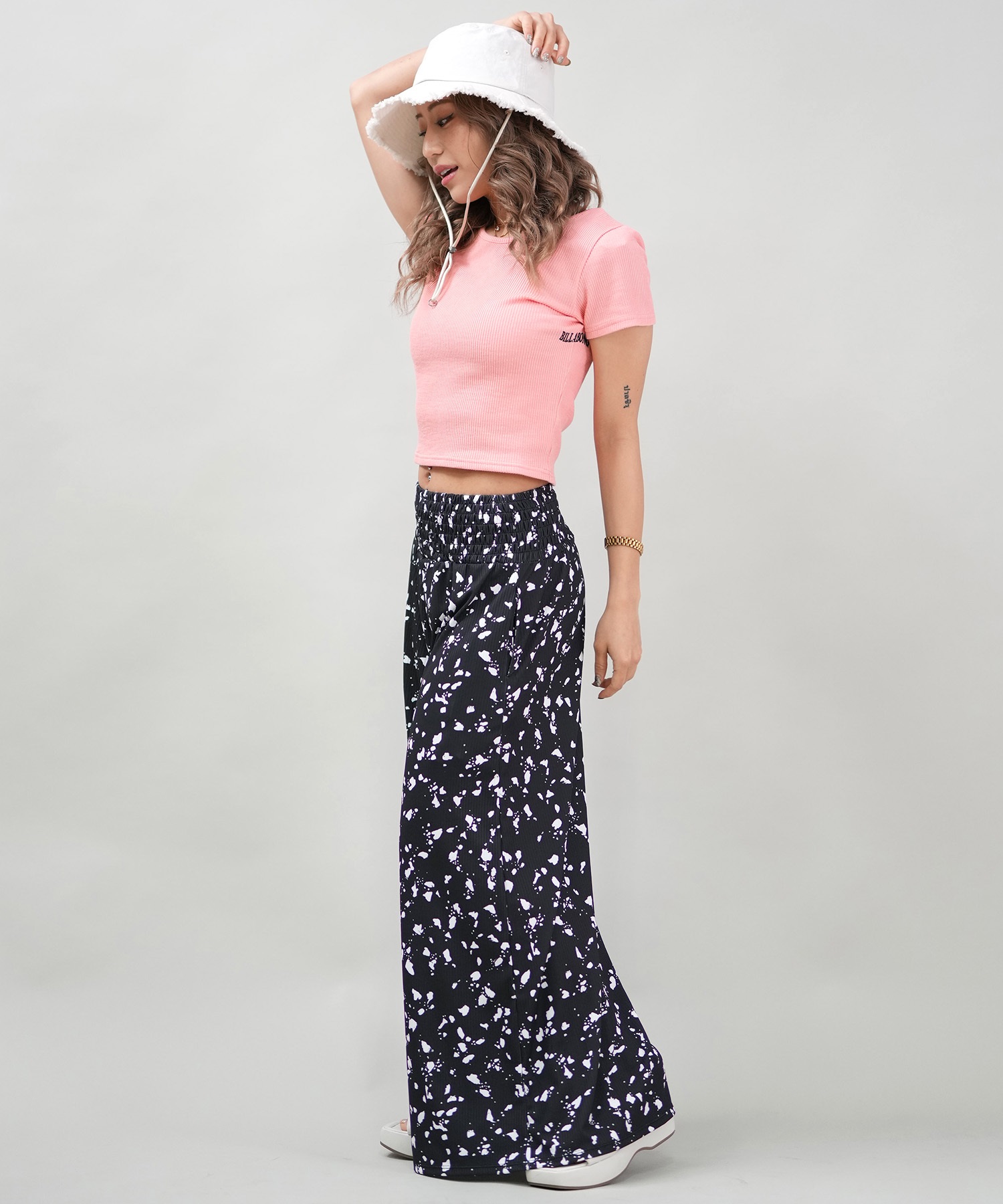 BILLABONG ビラボン 半袖 Tシャツ レディース ミニT 無地 クロップド丈 2WAY BABY FIT TEE BF013-217(SCS-M)