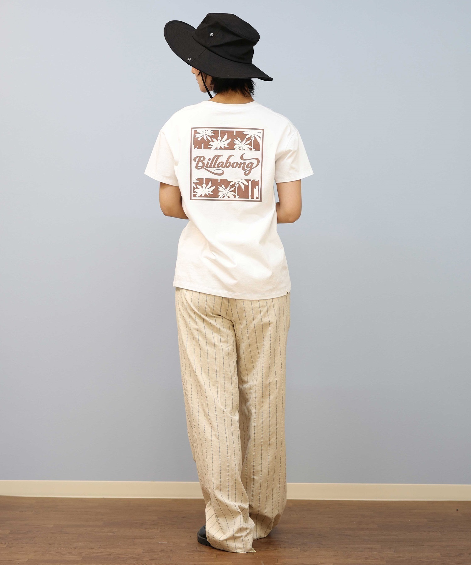 BILLABONG ビラボン 半袖 Tシャツ レディース バックプリント ロゴ 発泡プリント SQUARE LOGO BOY FIT TEE BF01C-201(WHT-M)