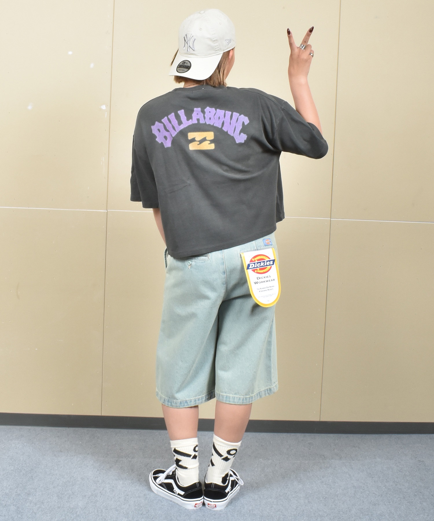 BILLABONG ビラボン 半袖 Tシャツ レディース クロップド丈 ショート丈 バックプリント ヴィンテージ風 BF01C-203(SCS-M)