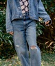 BILLABONG ビラボン ロングパンツ レディース デニム ダメージ加工 BASIC CRUSH STRAIGHT DENIM BF013-711(BLC-S)