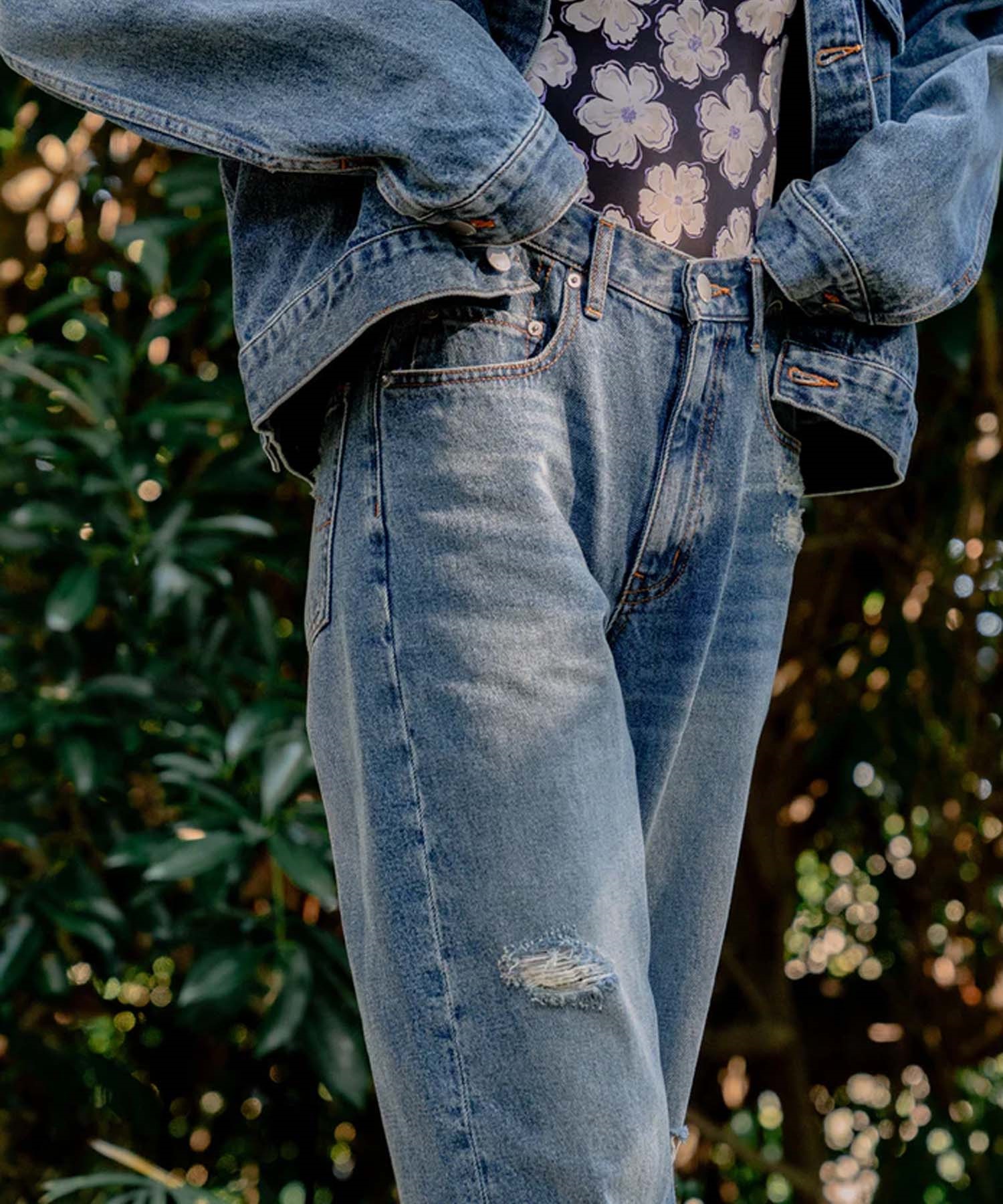 BILLABONG ビラボン ロングパンツ レディース デニム ダメージ加工 BASIC CRUSH STRAIGHT DENIM BF013-711(BLC-S)