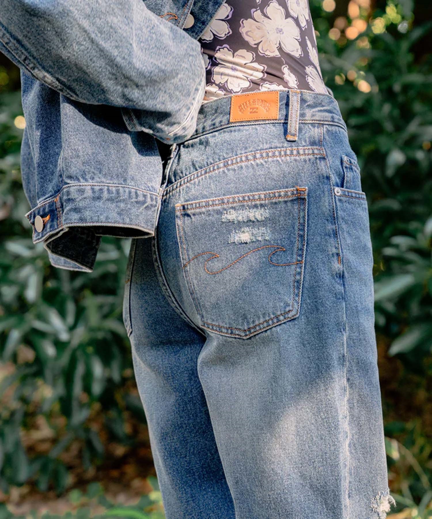 BILLABONG ビラボン ロングパンツ レディース デニム ダメージ加工 BASIC CRUSH STRAIGHT DENIM BF013-711(BLC-S)
