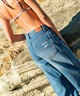 BILLABONG ビラボン ロングパンツ レディース デニム ダメージ加工 BASIC CRUSH STRAIGHT DENIM BF013-711(BLC-S)